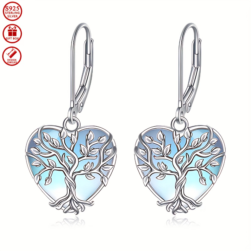 Moonstone Dangle Earrings 925 Silver Lightweight
